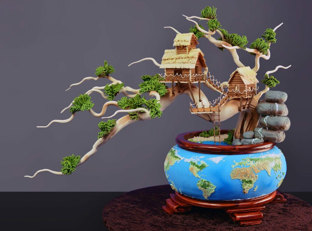 earth day bonsai tree cake1