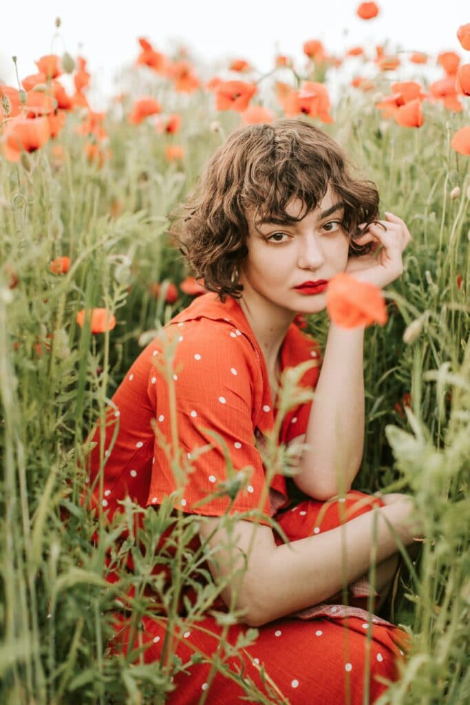 Bold lipstick fresh faced 