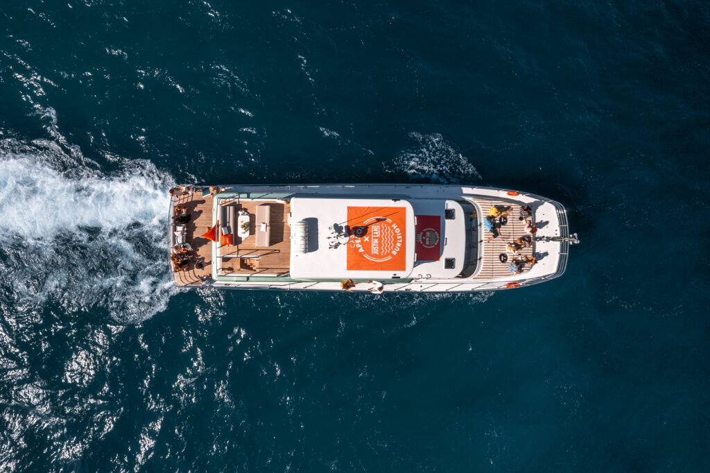  Casa Aperol x Justin Lane aerial boat cruise image