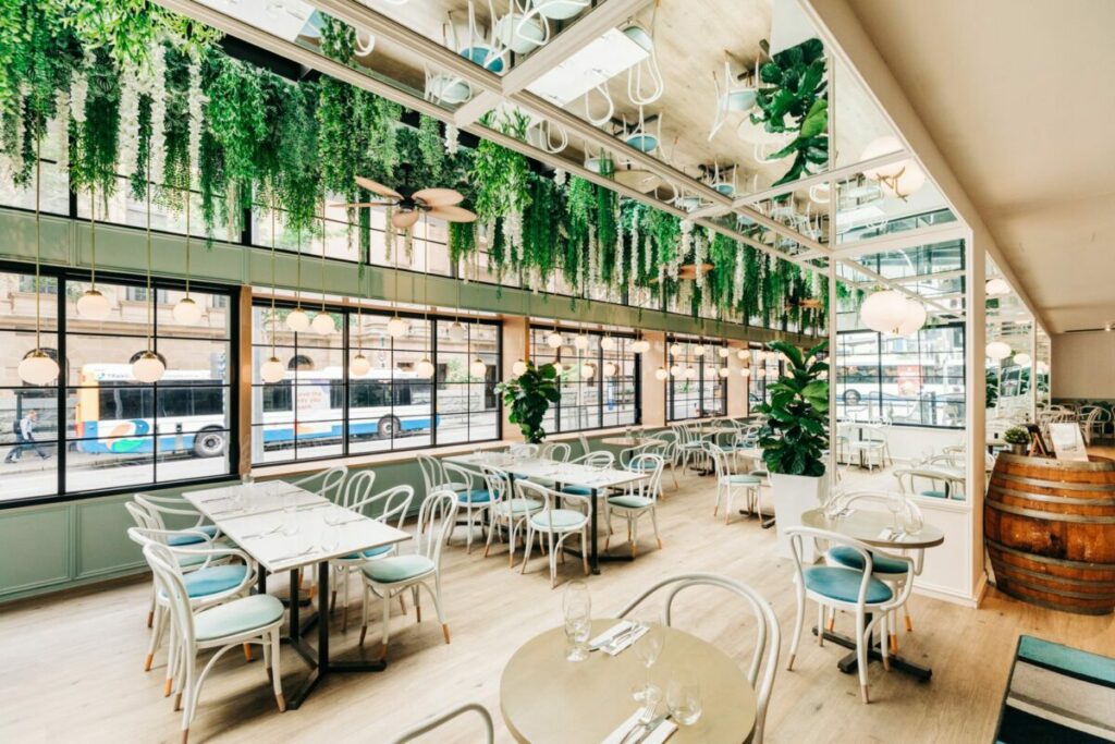 Goldfinch restaurant interior with hanging gardens 