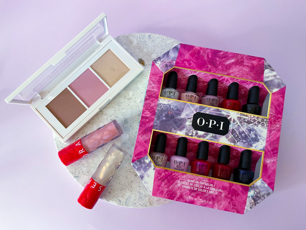Opi Bling on the Colour Nail Polish Set, Sephora Lip Plumpers and Flower Beauty Contour Palette 