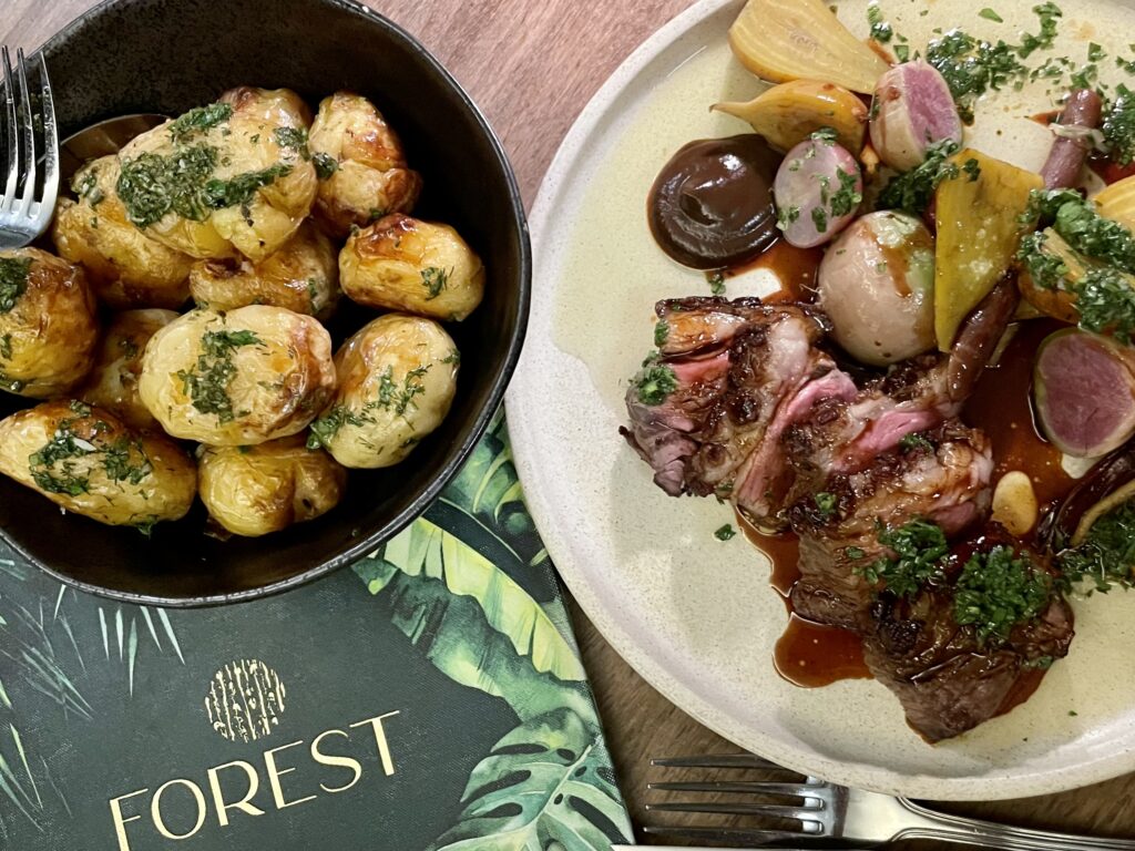 Forest Byron Bay dishes including duck fat potatoes and lamb