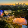Night Feast aerial shot, looking down on the Brisbane Powerhouse and Pleasure Dome from above.
