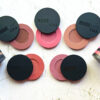 Five different shade of blush sit on a white surface